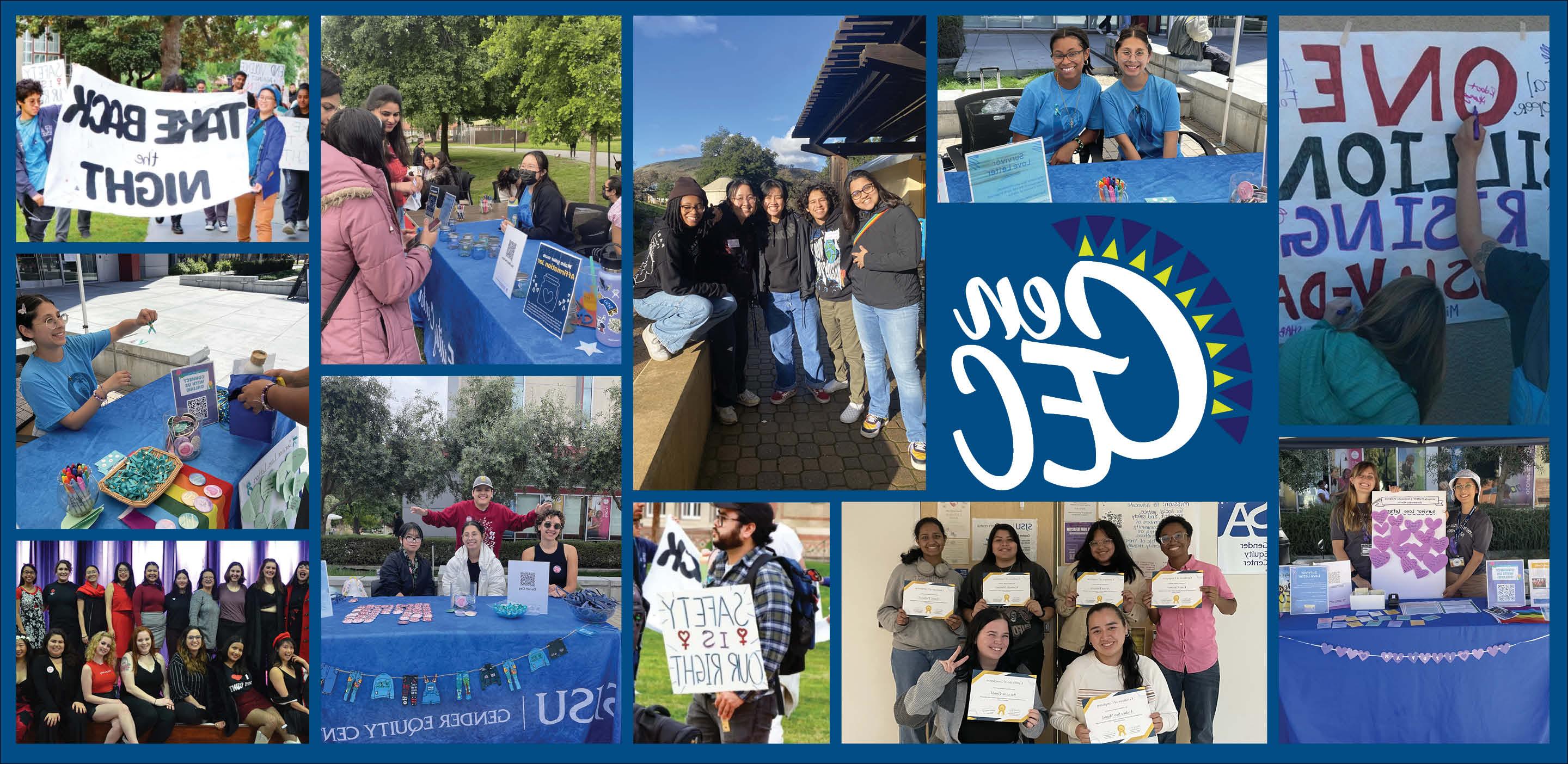 Photo collage of various events hosted by the Gender Equity Center